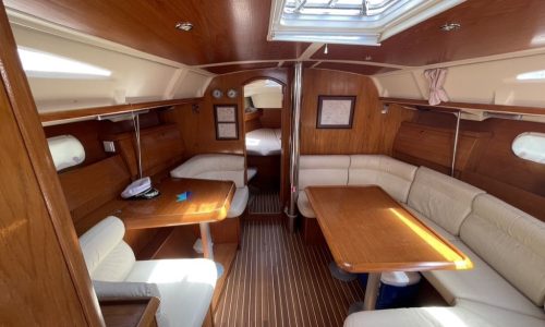Picture of the kitchen and interior living space of the Jeanneau Sun Odyssey 40.3 sailboat